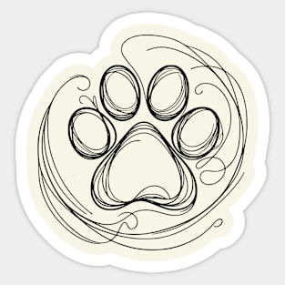 Cute dog paw print mono line pet footprint minimal design, pet paw print Sticker